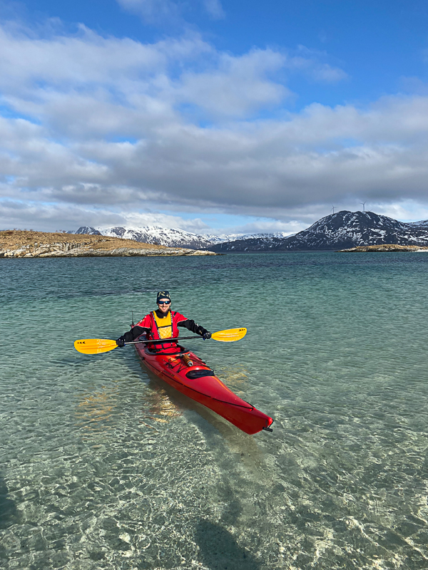 April 23, beautiful sunny weather for winter paddling in Sommaroy