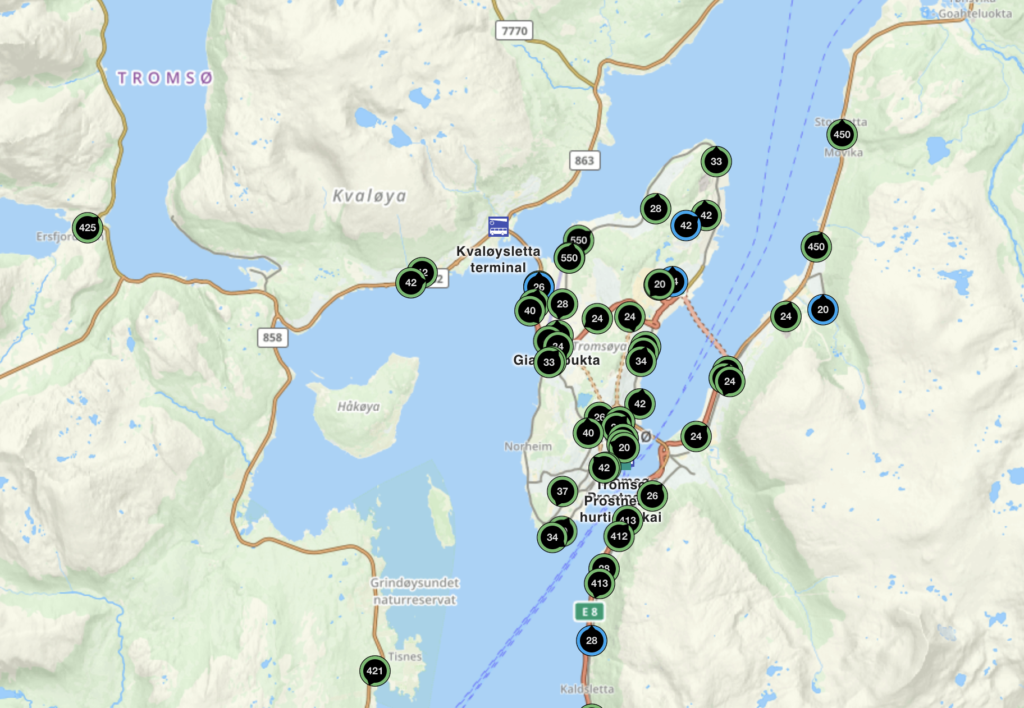 Real time Tromso public bus map