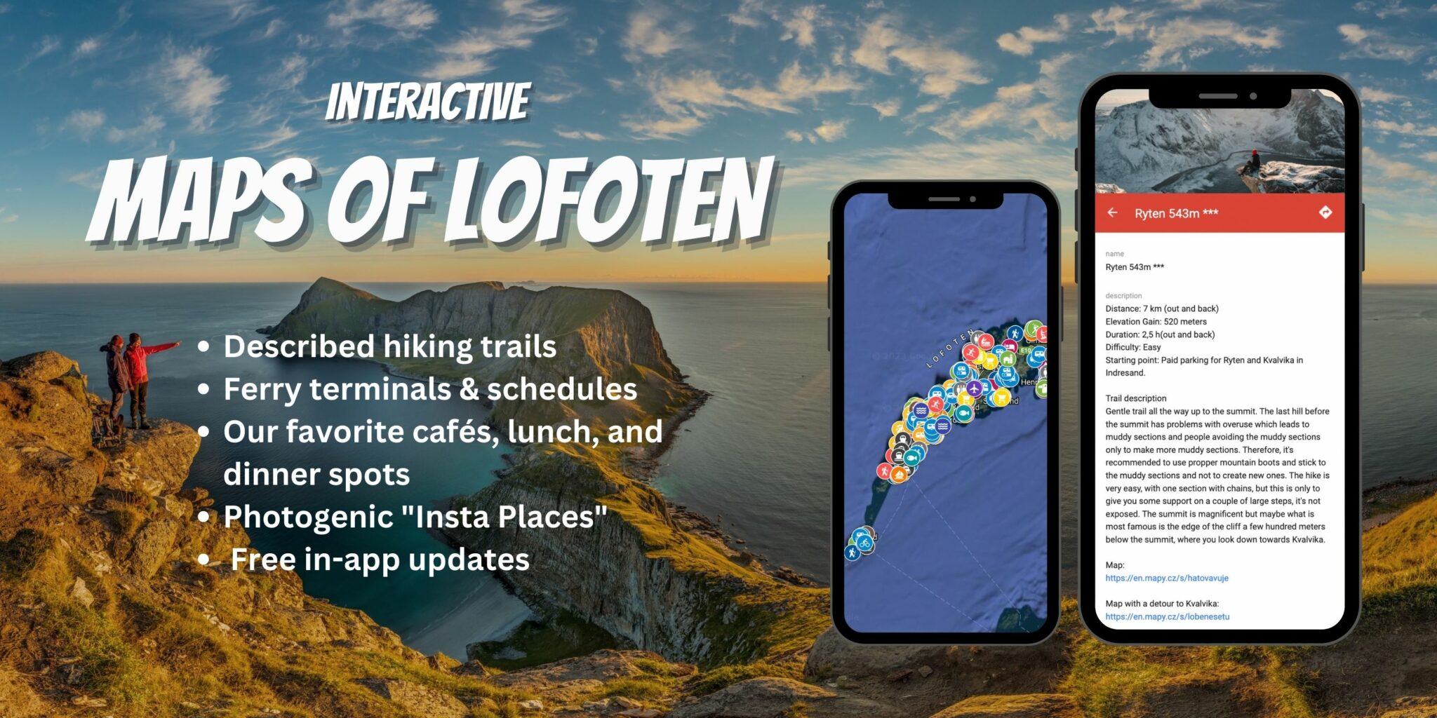 Maps of Lofoten for hiking and camping