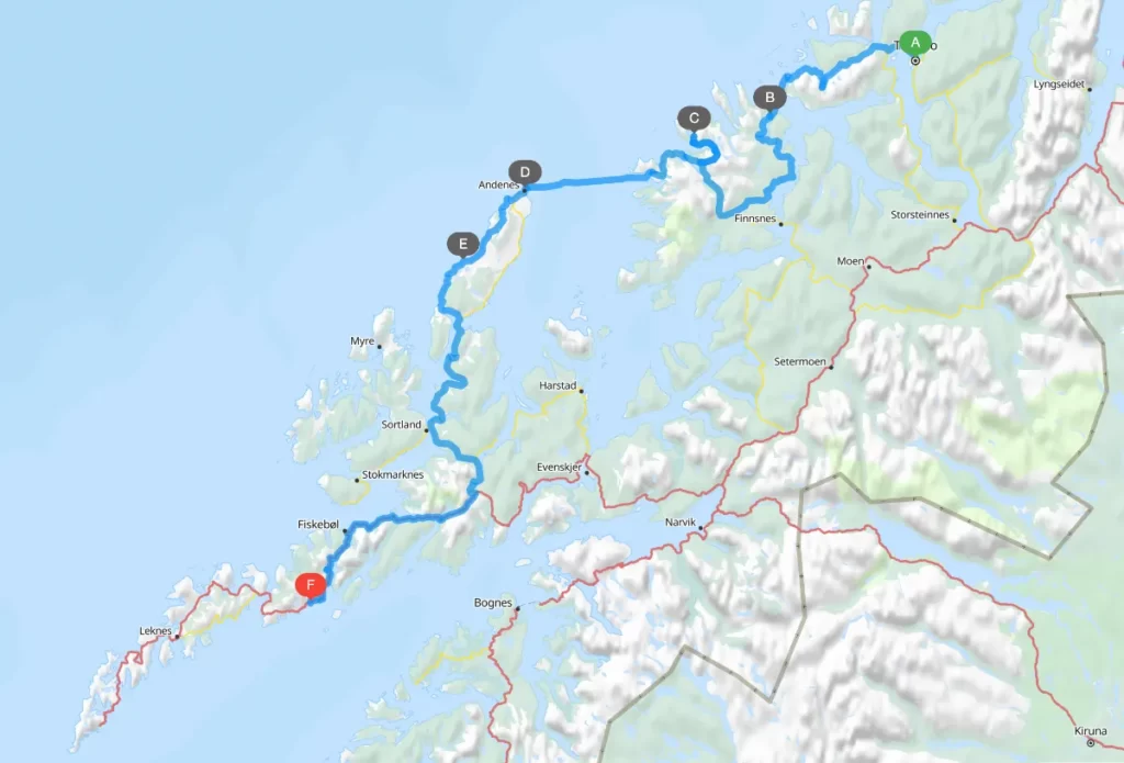 Tromso to Lofoten via Vesteralen by car
