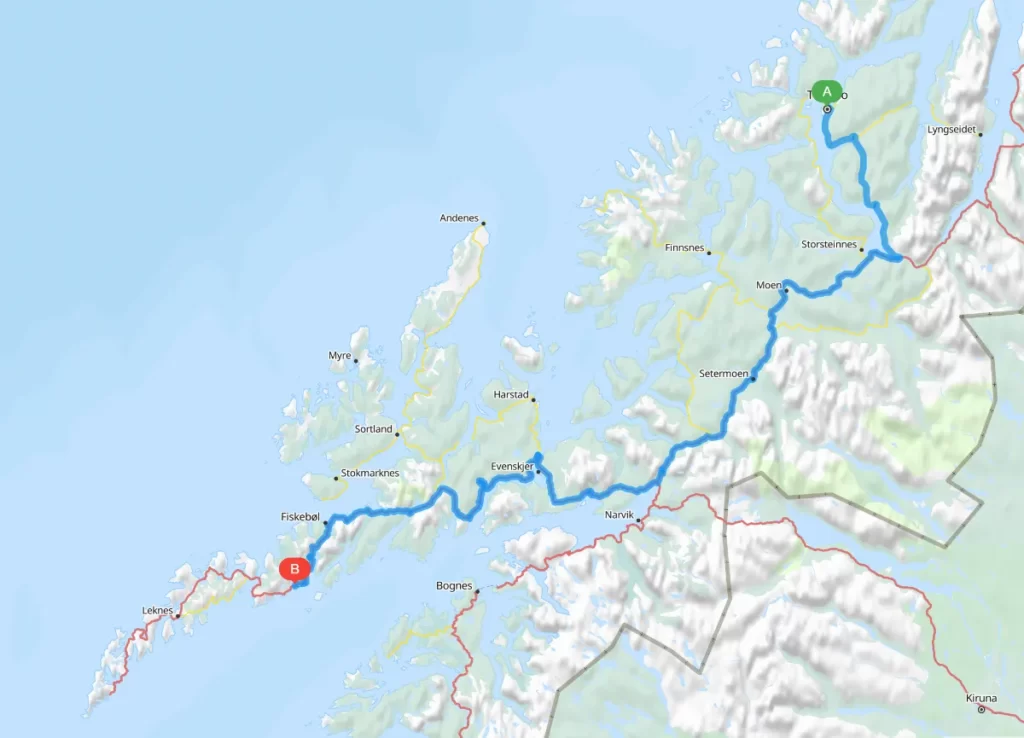 Tromso to Lofoten via mainland by car