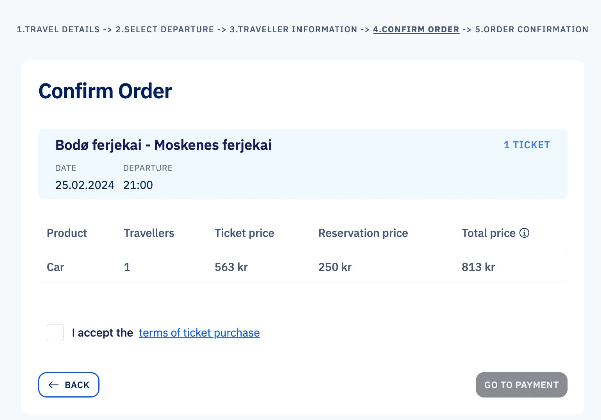 Bodo Moskenes Lofoten Ferry Prebooking