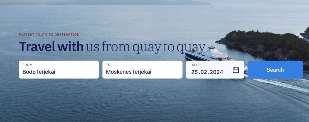 Reservation system for booking Bodo Moskenes Lofoten ferry