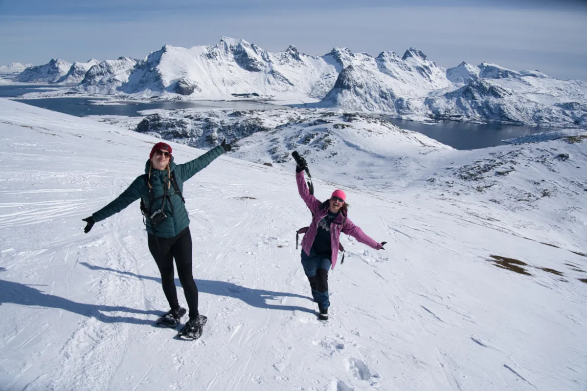 Guide to Lofoten Radka and Ivar snowshoe rental and guided snowshoe trips
