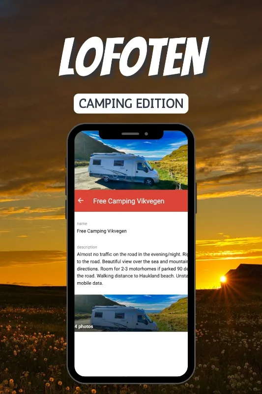 Interactive map of Lofoten: Wild Camping/Overnight Parking spots