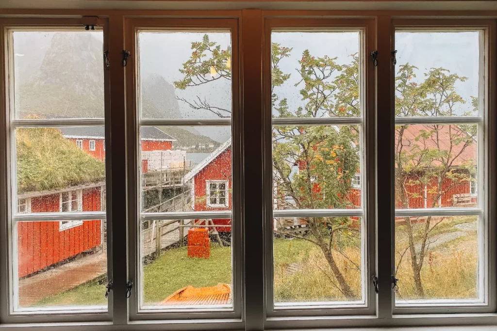 Reine rorbuer view from the window Lofoten,Norway