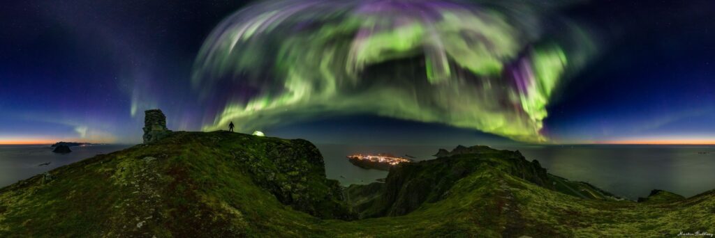 northern lights in Lofoten. 360 degrees photography by Martin Kulhavy