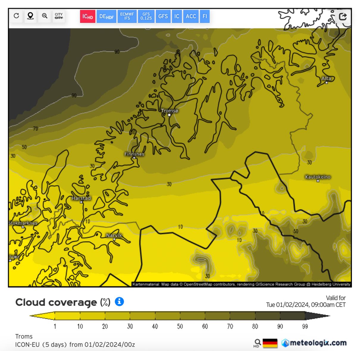 meteologix weather forecast for tromso county_aurora forecast tromso_x