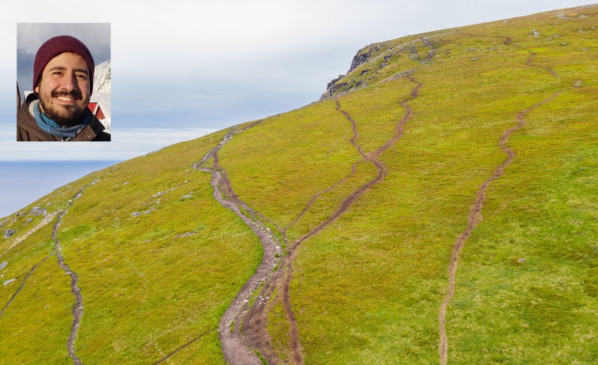 Erosion of the trail to Ryten. Photo by Kim Abel (Lofot-Tidende)