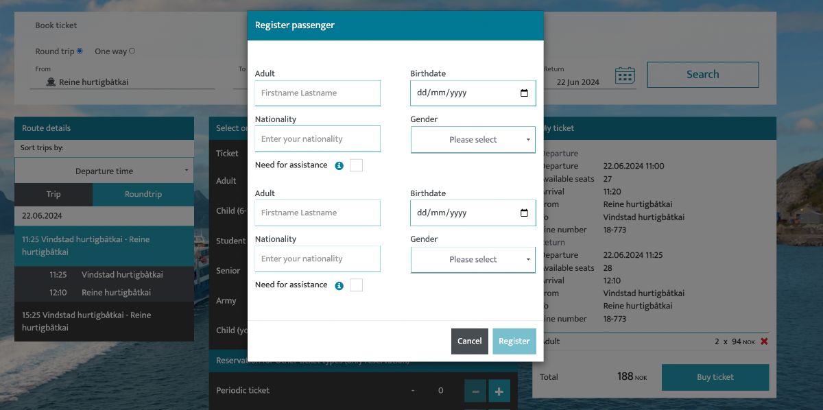 How to book the Reinefjorden ferry online