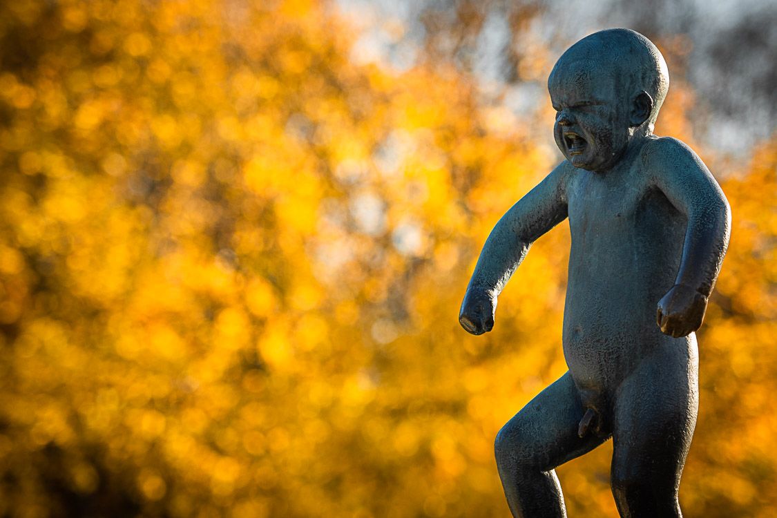 Sinnataggen aka the Angry boy statue in the Vigeland park in Oslo