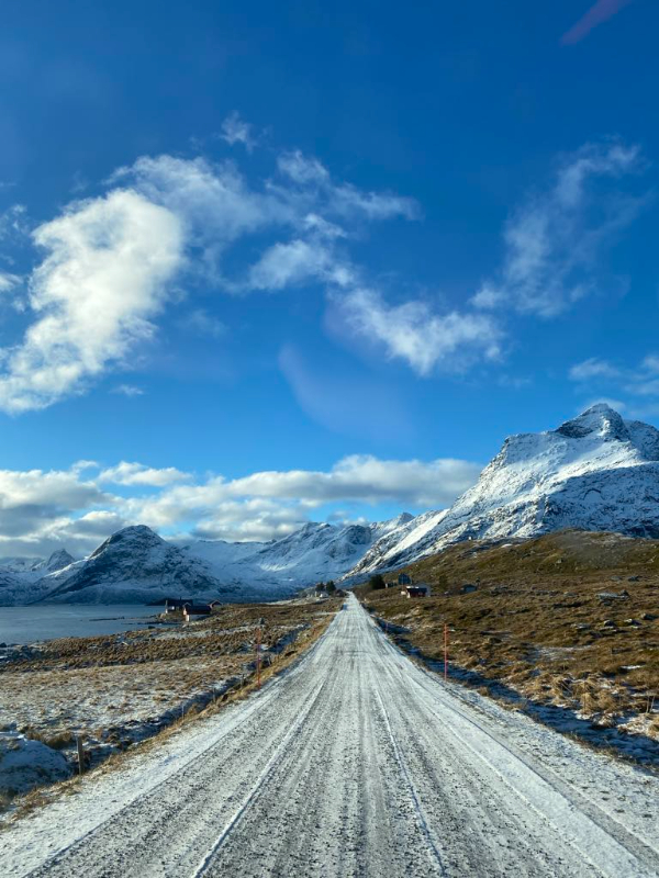 Winter driving Conditions in the Lofoten Islands, Norway