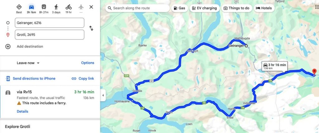 Planning a road trip in Norway using Google Maps - which do not show the winter closed roads in Norway. 