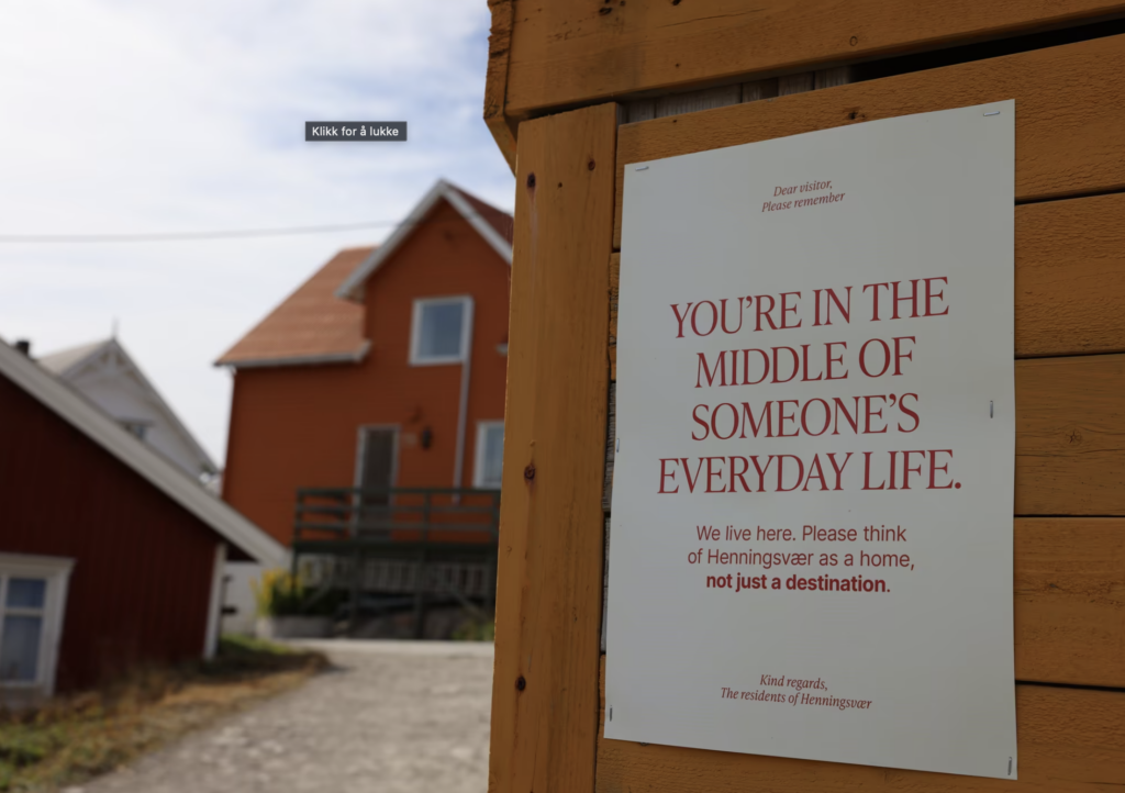 Overtourism in Lofoten - Henningsvaer sign
